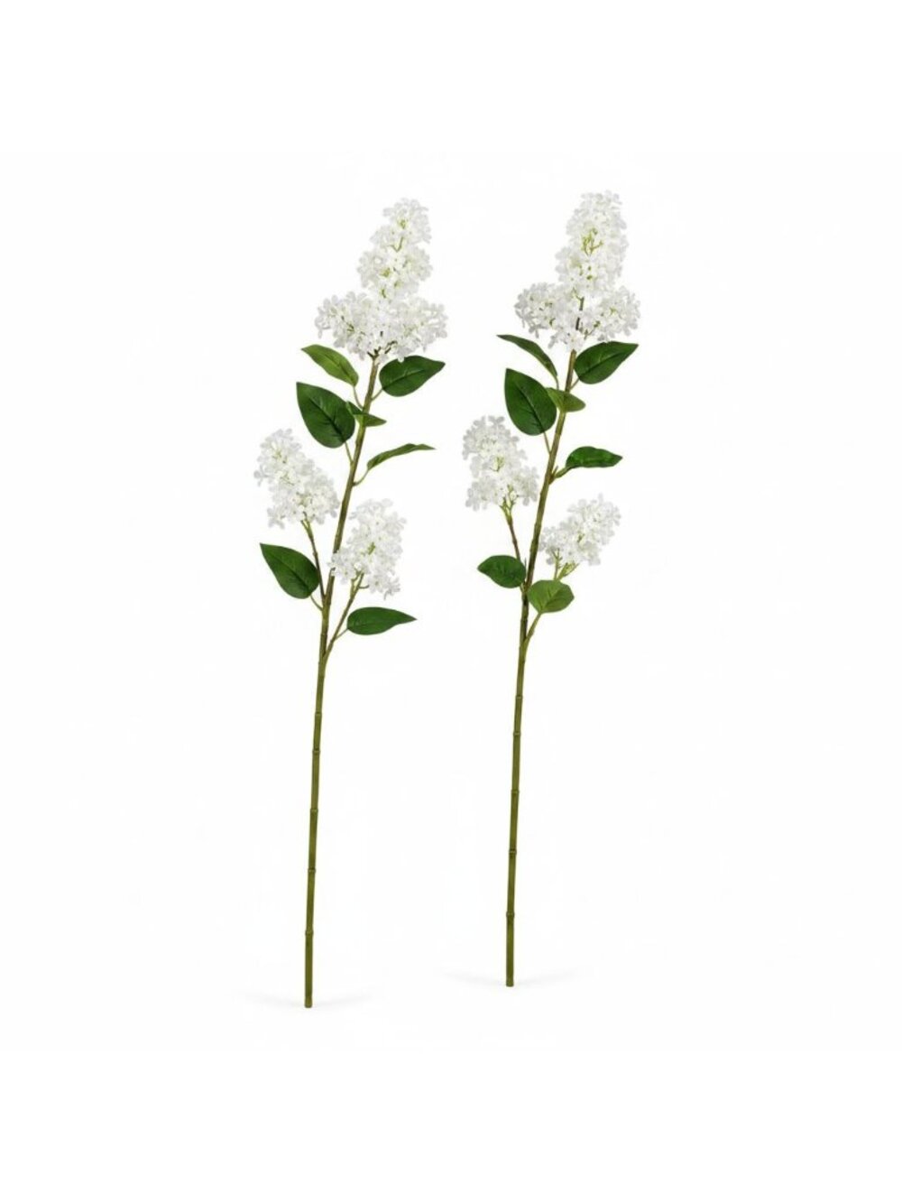Artificial White Lilac Look Stems Set of 2, 30 Inch Faux Filler Flowers, Cottage